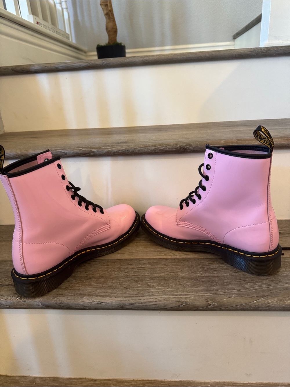 Dr. Martens Pink Patent 1460 Lace-Up Combat Boots - Picture 4 of 8